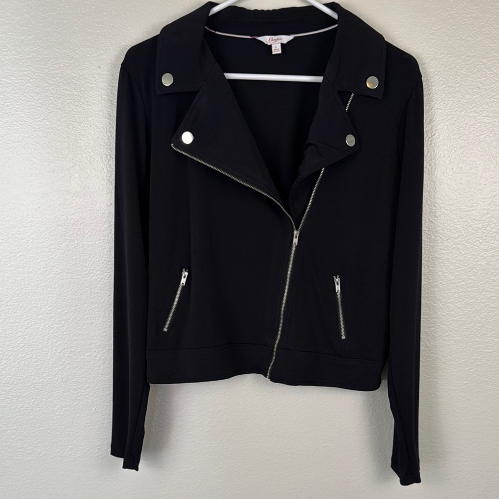 Candie's Black Leather Jacket Sleek Design